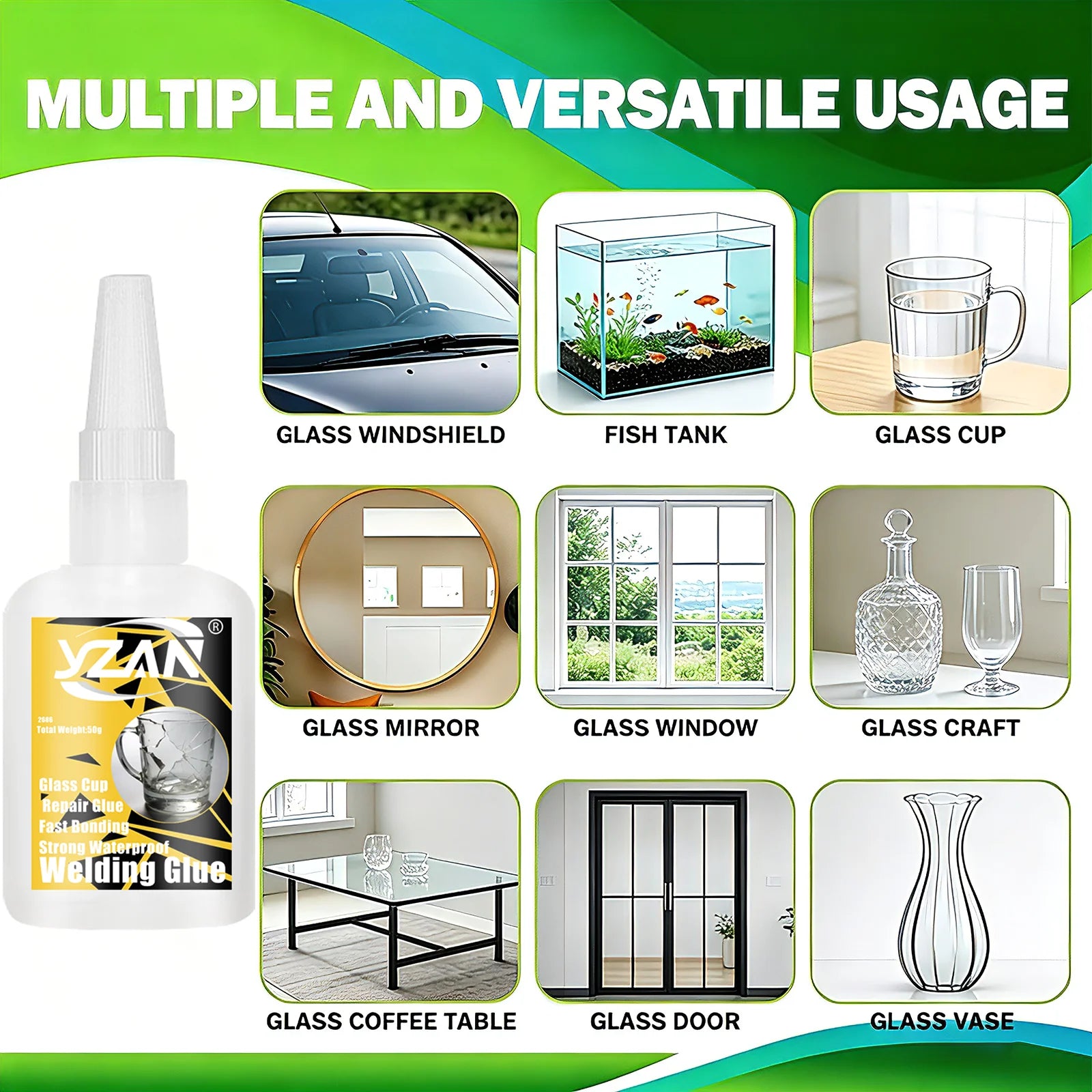 Glass Glue Clear Waterproof Strong Crack Repair Adhesive for Drinking Cup Wine Glass Mug Vase Glassware DIY Glass Craft Ornament