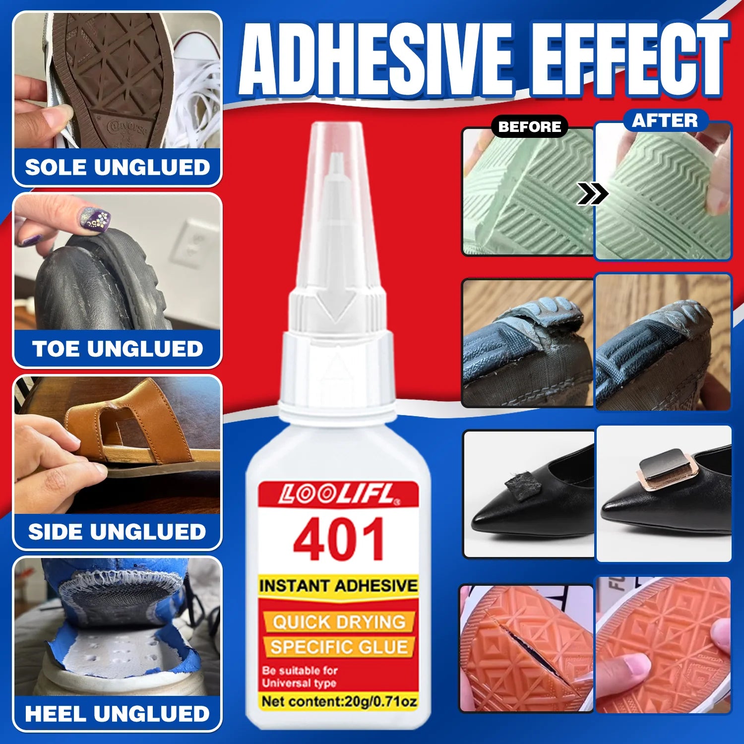 Loolifl-3-Pack Strong Shoe Repair Glue, Super Universal Waterproof Adhesive for Professional Shoemakers, Fast-Drying and Wear-Resistant