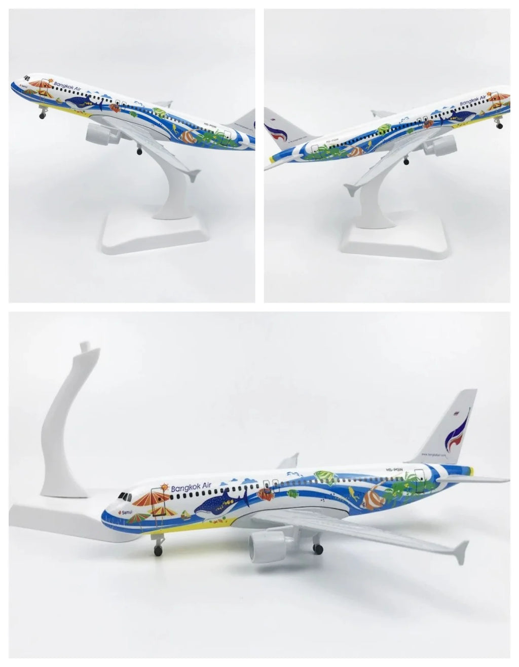 Metal Diecast Airplane 20CM Bangkok Fish A320 Airways 320 Series Replica Plane Gift With Landing Gear Wheels