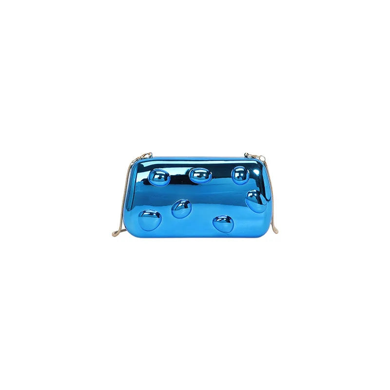 Personalized acrylic egg box bag 2026 new fashion glossy dinner bag women's beaded handbag