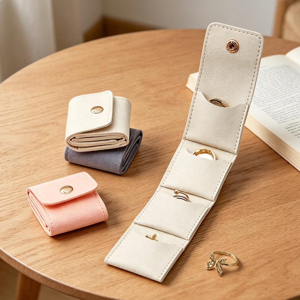 Portable Folding Jewelry Storage Bag Multi Compartment Earring Necklace Ring Travel Organizer Pouch