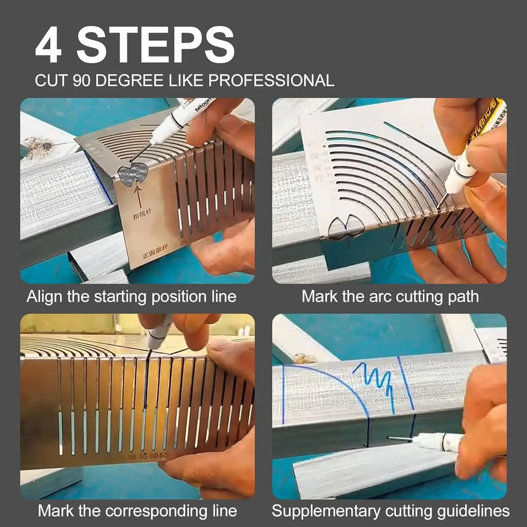 Multifunctional Square  Tube Rounded  Corner Drawing  Ruler Multi-Drawing Ruler Two-way 45 Degree Angle Precise Line Drawings