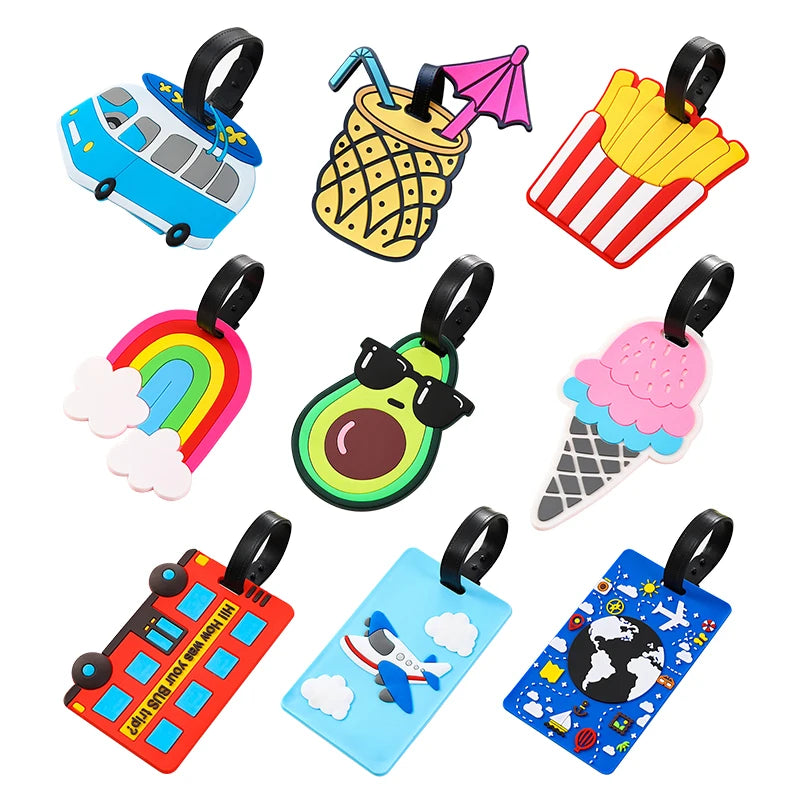 Travel Accessories Creative Baggage Boarding Tags Luggage Tag Cartoon Car Bus Aircraft Suitcase ID Addres Holder Portable Label
