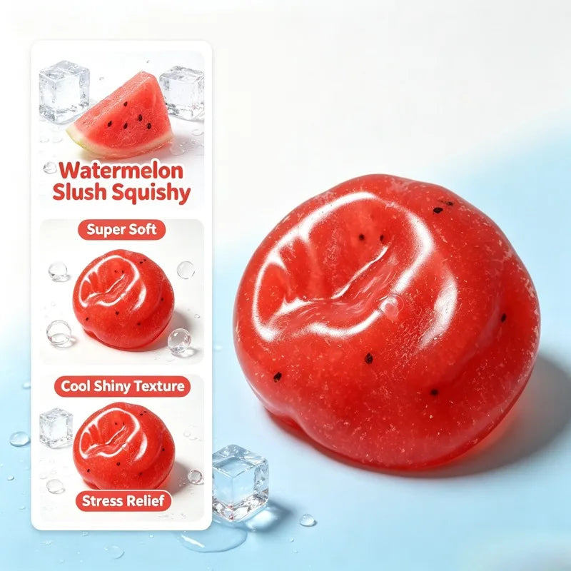 Handmade Watermelon Slushy Squeeze Toy Realistic Soft Fruit Squishy Slow Rebound Stress Relief Toy Novelty Funny Halloween Gift