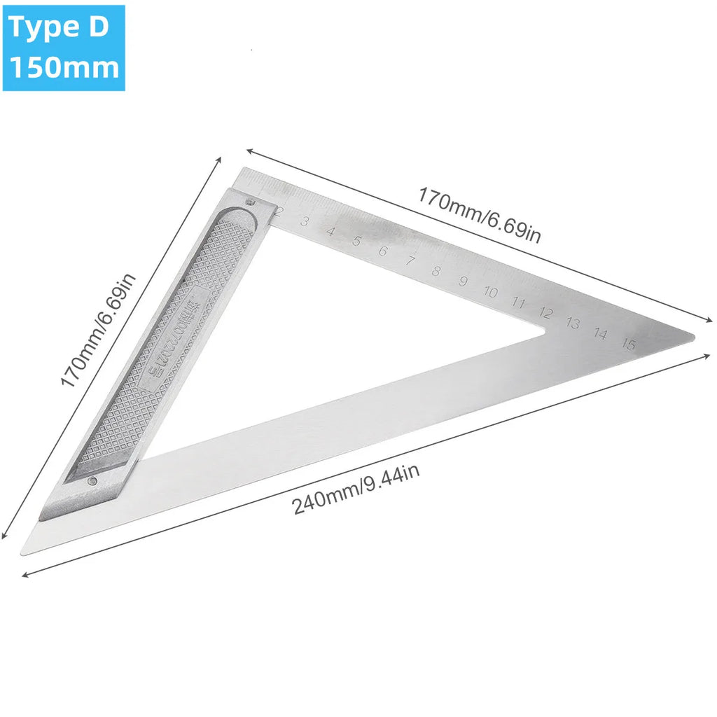 200/250/300mm Aluminum Square Ruler Right Angle 90 Degree Turning Rule Woodworking Measuring Tool Angle Square Carpenter Ruler