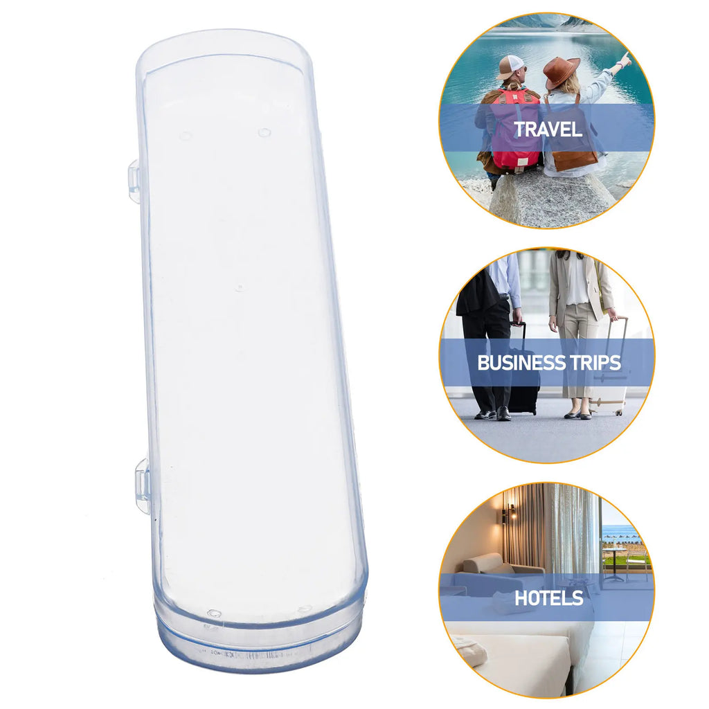Travel Toothbrush Case Holder Portable Rectangular Blue PP Material Antibacterial Toothpaste Storage Holder for Business Travel