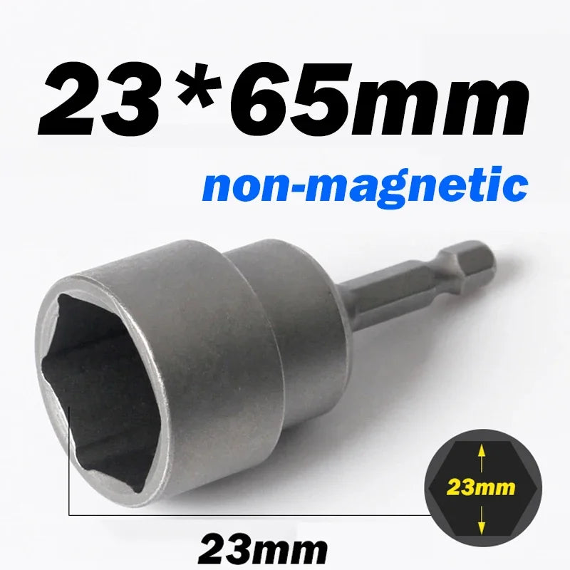 Hongtu 1Pcs Magnetic Hex Socket Driver - Chromium-Vanadium Steel, Hex Shank, Impact-Ready, 6~23mm Nut Socket Wrench Bit