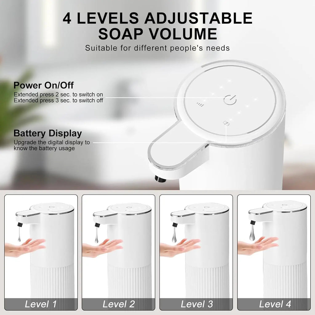 350ML Soap Dispenser Foam Liquid Wall-Mounted IPX5 4-Levels Adjustable Rechargeable Electric Intelligent Automatic Sense