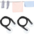 Portable Retractable Clothesline with Hooks and Suction Cups for Camping, Cruise, Outdoor, and Indoor Use - Black