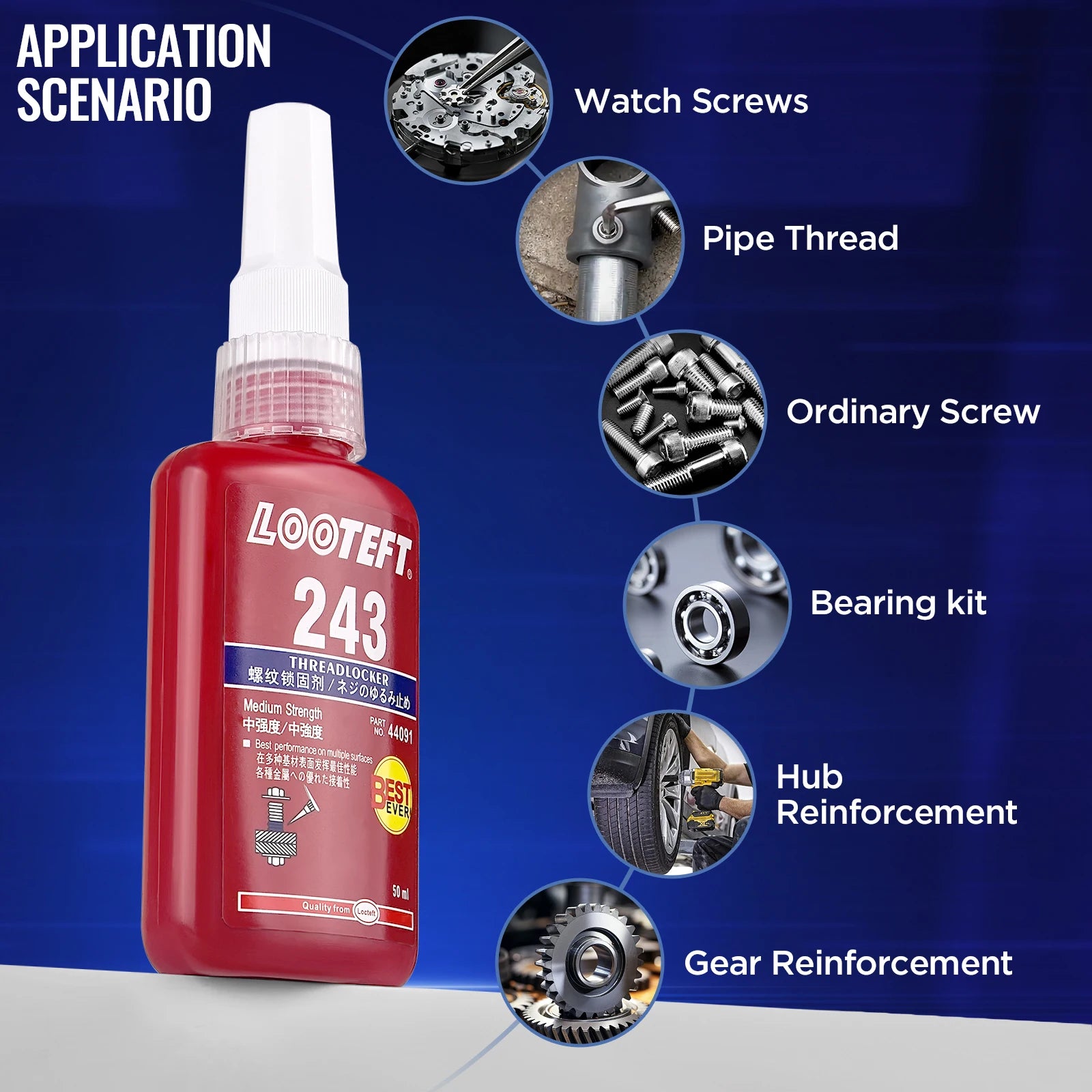 50ml Threadlocker Screw Glue Anaerobic Threadlocker Screw Adhesive Glue Anti-loose Thread Locking Agent Anaerobic Adhesive Caulk