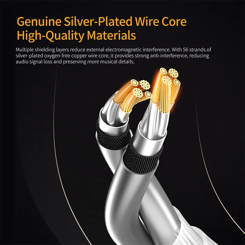 KZ Type-C Oxygen Free Copper Silver Plated C-Type 0.75mm 2-Pin Wire Compatible with EDX Series