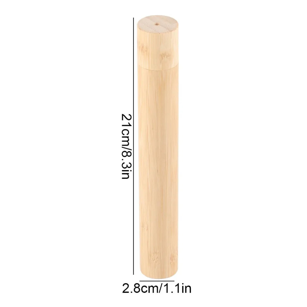 Bamboo Toothbrush Holder Natural Eco Friendly Toothbrush Protect Box With Cover Tubular Travel Toothbrush Case