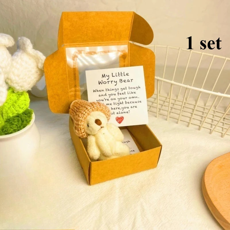 My Little Worry Bear Pocket Hug with Greeting Card – Adorable Plush Teddy Bear Gift for Weddings, Christmas, Comforting Keepsake