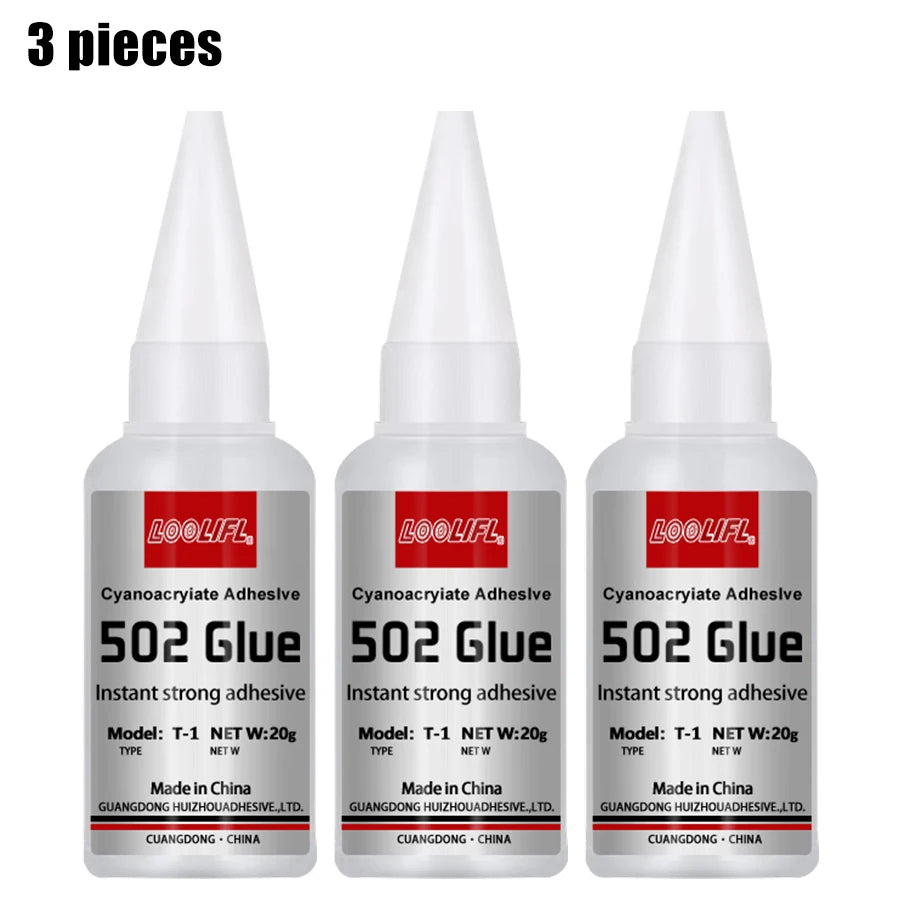 Super strong 502 ethyl cyanoacrylate quick-drying instant super glue metal wood glue leather glue liquid strong bonding tool