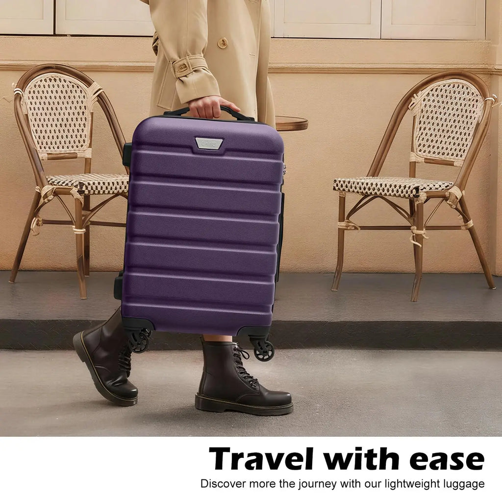 3 Piece Lightweight Hardshell Luggage Set 360° Spinner Wheels TSA Approved Lock Travel Suitcases, Customized