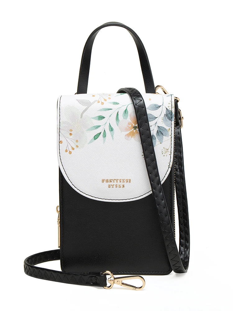 2024 Spring/summer new women's touch screen mobile phone bag Korean version PU leather clamshell printed shoulder bag Multi-func