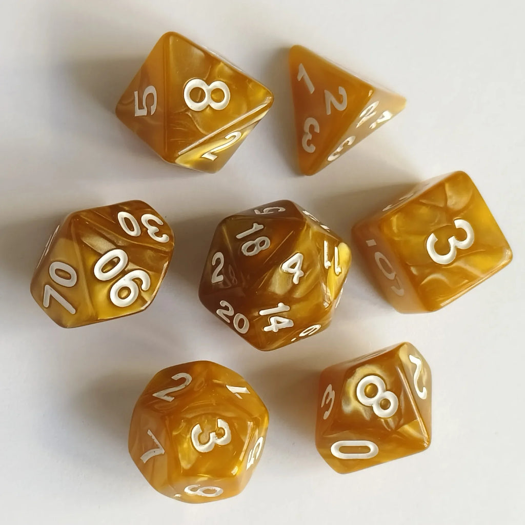 7pcs/set Colorful Pearl Pattern Polyhedral Dice Number Dice Kit for DND PRTG RPG Running Team Table Board Game Dnd Dice Set