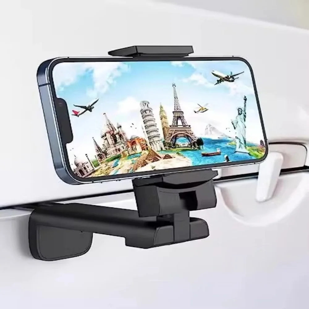 Foldable Airplane Phone Holder Portable Travel Stand Desk Flight Adjustable Rotatable Selfie Holding Train Seat Stand Support