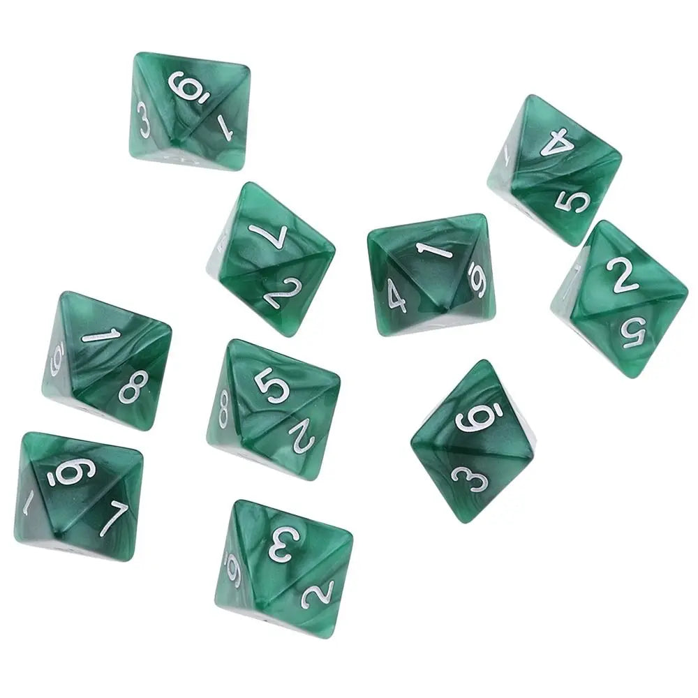 10Pcs/set D8 16mm Digital Dice Set 8 Sided Acrylic Table Game Opaque Polyhedral Dices for DND Dice Tabletop Role-Playing Game