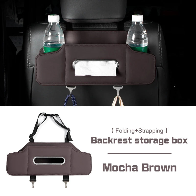 For BAIC X7 X35 X55 X65 X75 Beijing BJ20 EV5 BJ40 BJ80 D60 Car Seat Storage Box with Hook Leather Tissue Bag Drinks Cup Holder
