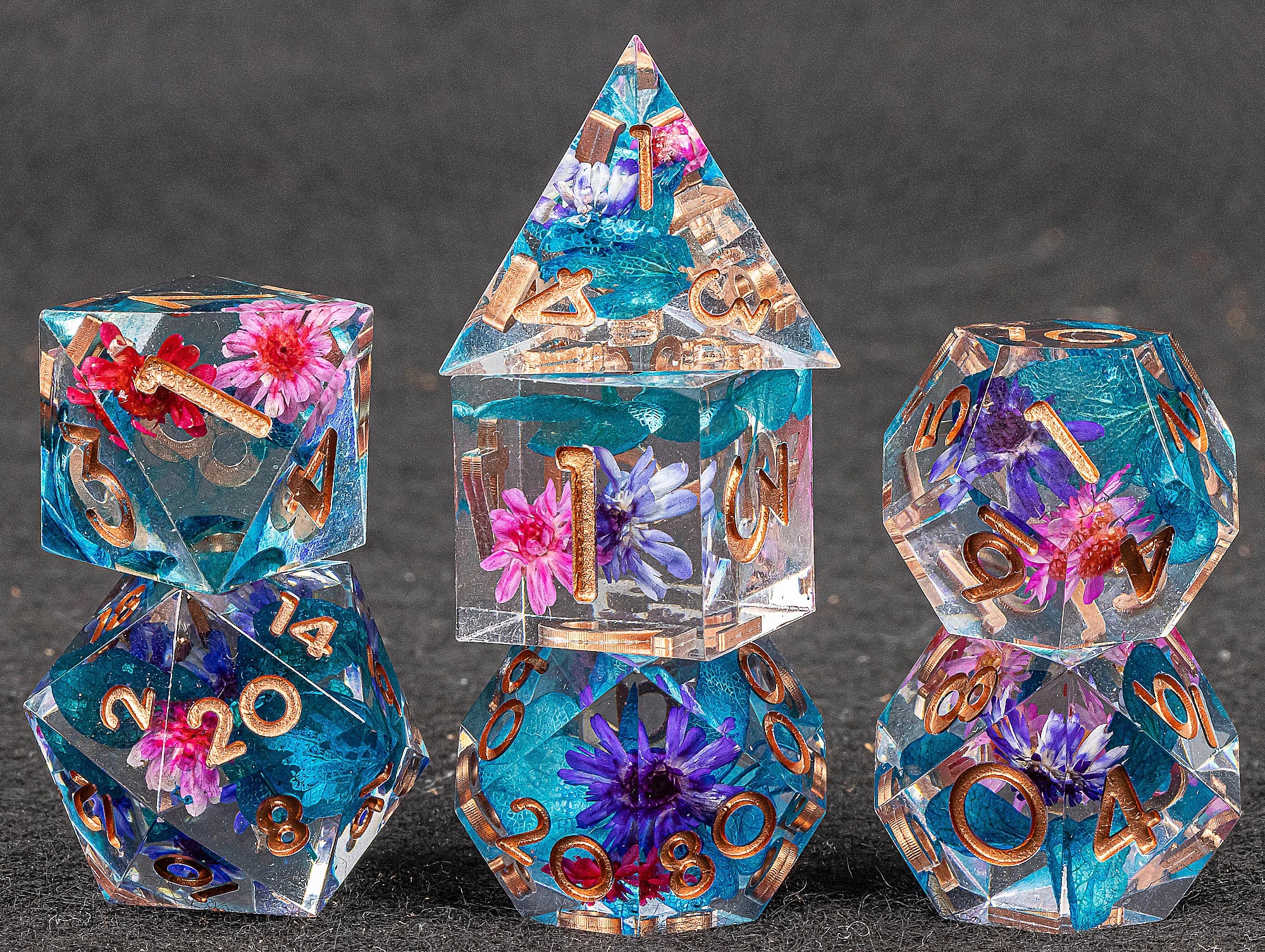 DnD Handmade Resin Dice, Polyhedral Dice Set for Dungeons and Dragons, D and D Dice, Sharp Edged Resin D&D Dice, D20 Dice
