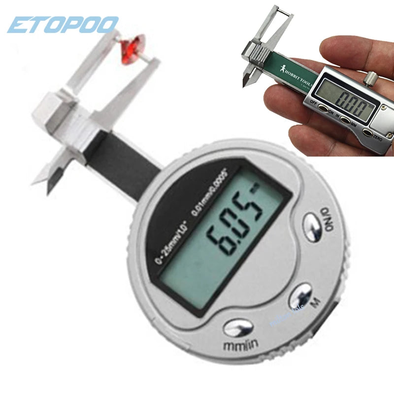 0-25mm 0.01mm Precision Caliper Digital Jewel Gauge Gem Diamond Thickness Gauge Diamond Caliper Gauge Pocket Digital Caliper