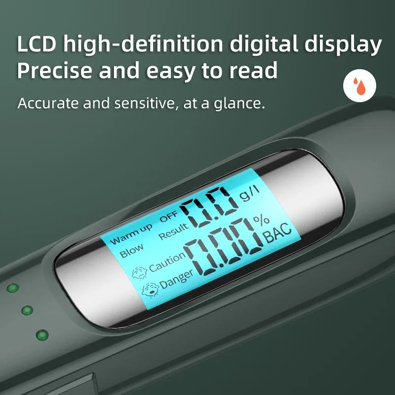Non-contact Alcohol Tester High Precision Breathalyzer Alcometer USB Rechargeable LCD Display Digital Portable Alcohol Detector