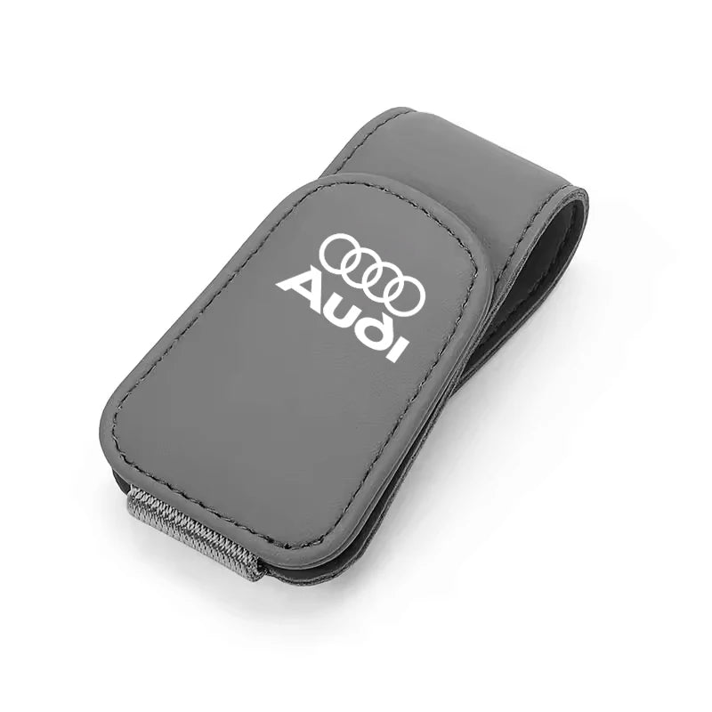 For Audi Sline A4 A3 A6 TT S4 S5 S6 A1 A2 A5 A7 A8 Q1 Q2 Q3 Q4 Q5 Q6 Q7  Car Leathers Glasses Clip Sun Visor Sunglasses Card Box