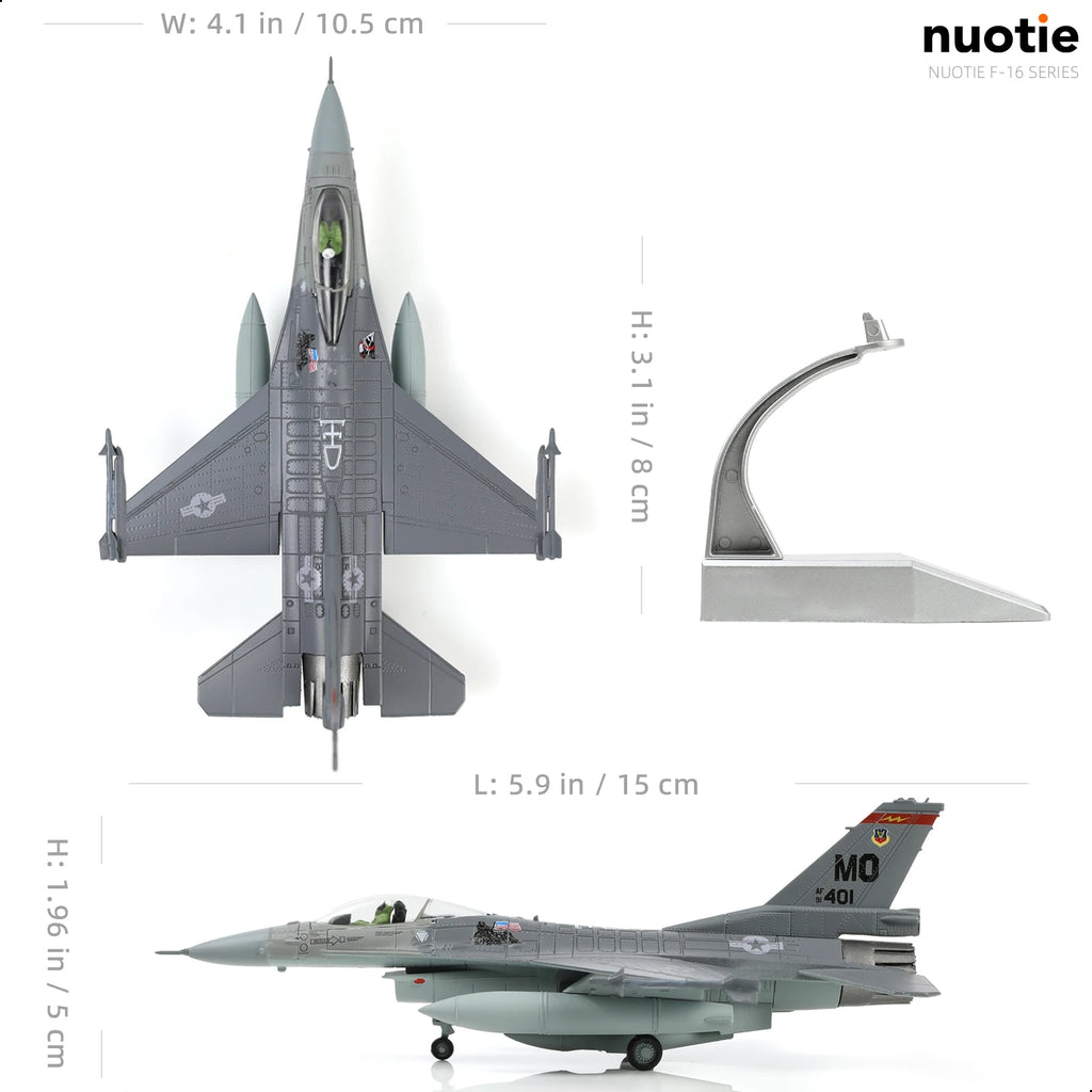 NUOTIE 1/100 F-16C Fighting Falcon Fighter Model Metal DieCast Aircraft Jet Kit Fighter Plane Model