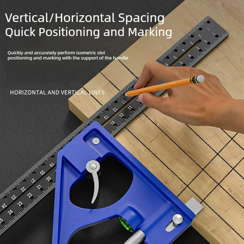 Woodworking 90°and 45° Right Angle Movable L-Shape High Precision Long Board Ruler Multifunctional Combination Square