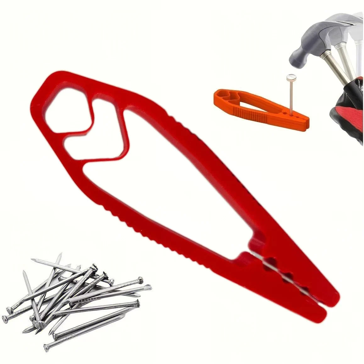 Safety Nail Holder Pliers, Plastic Slip Joint Finger Guard for Woodworking DIY Hammering