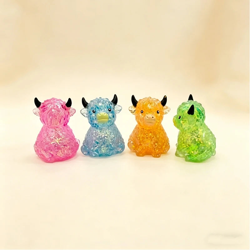 Cute Maltose Squishy Glitter Highland Cow Squeeze Toys Soft Animal Slow Rising Anti Stress Relieve Anxiety Sensory Fidget Toy