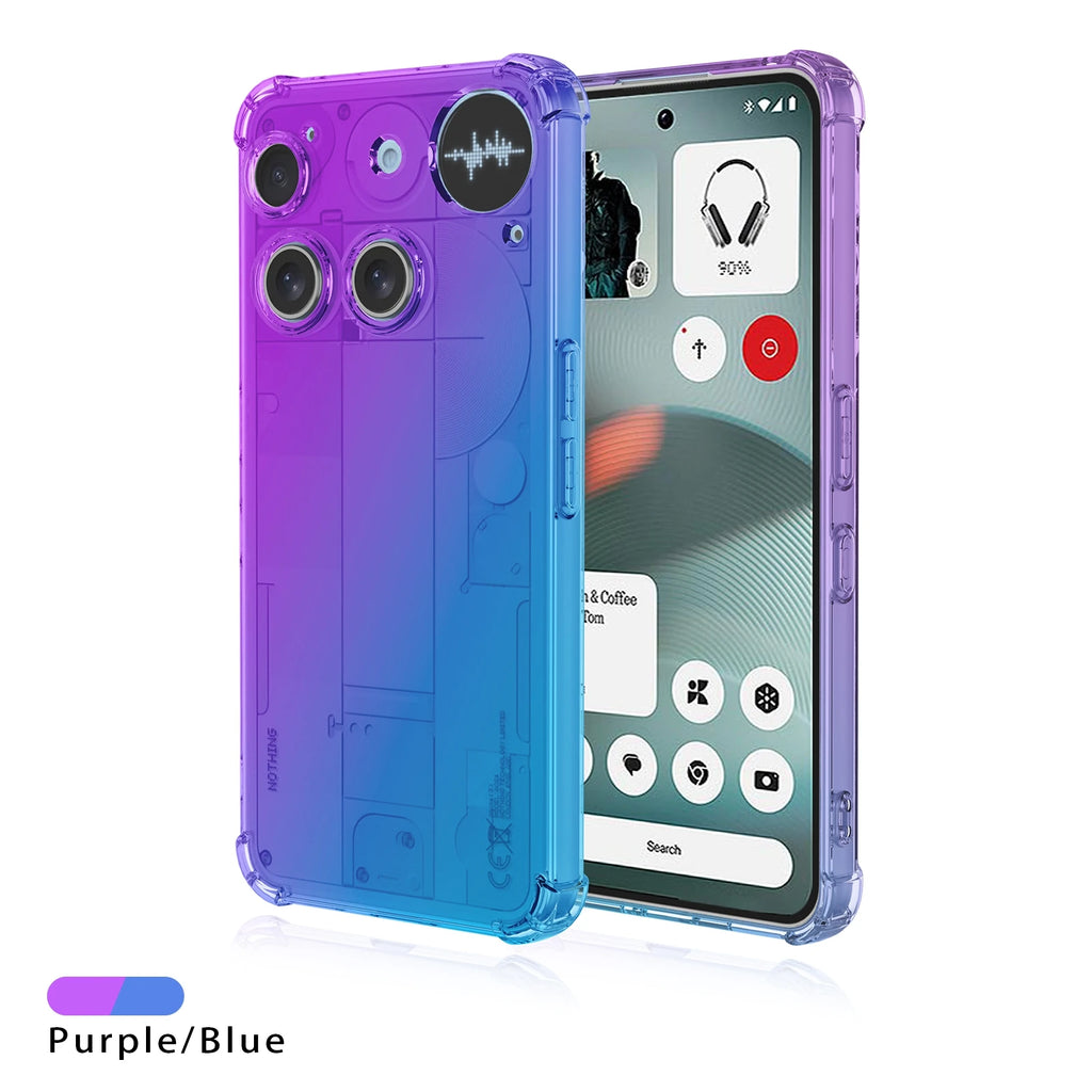 Airbag Shockproof Gradient Transparent TPU Case for Nothing Phone 3 (3) Protective Cover Back Shell Frame Capa Fundas