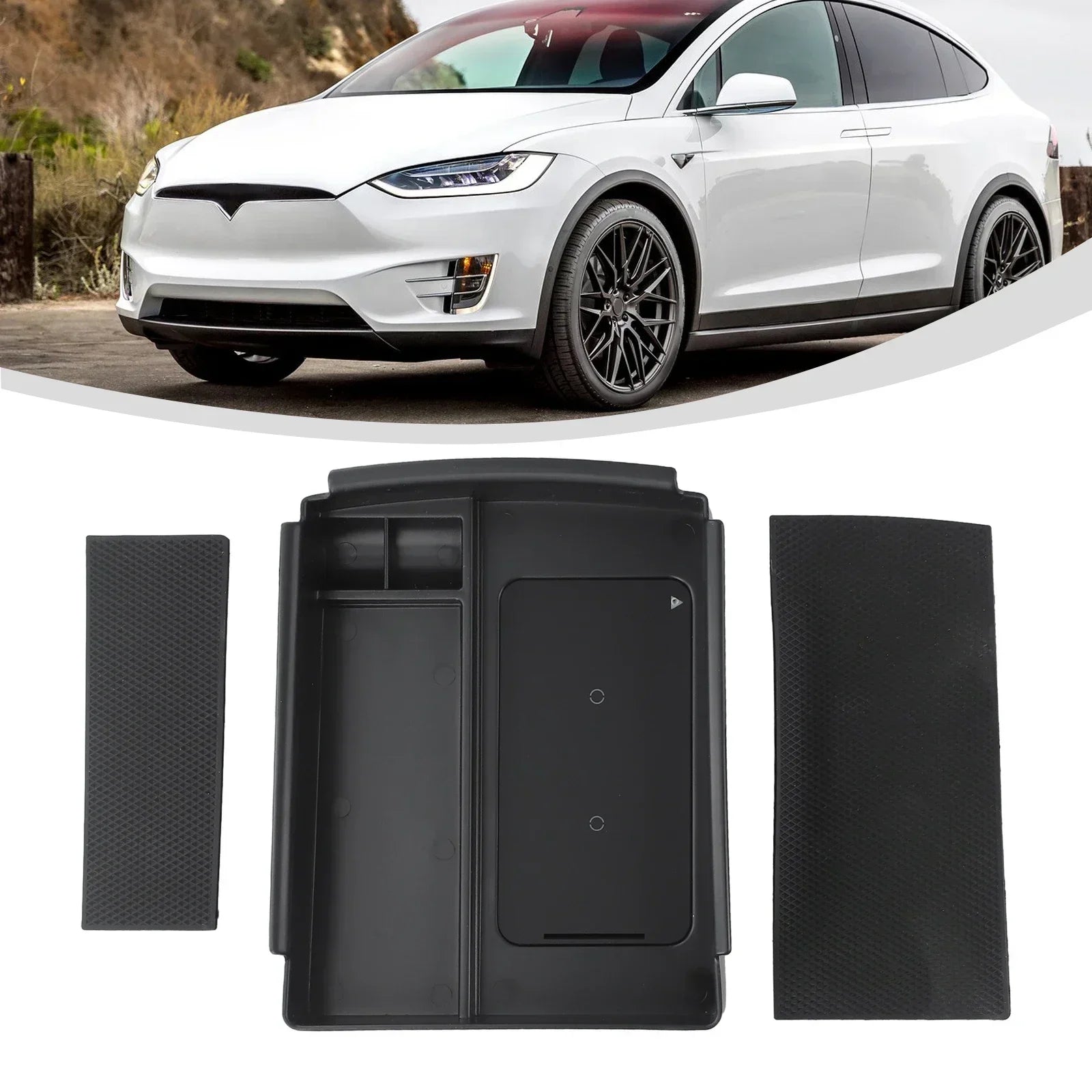 Car Console Armrest Storage Box Wireless Charger For Tesla For Model X For Model S 2016 -2020 Storage Box Power Cord Accessories