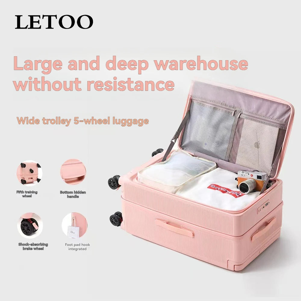 Side-opening luggage trolley case 24-inch large capacity travel case wide trolley password case men's 20-inch boarding case