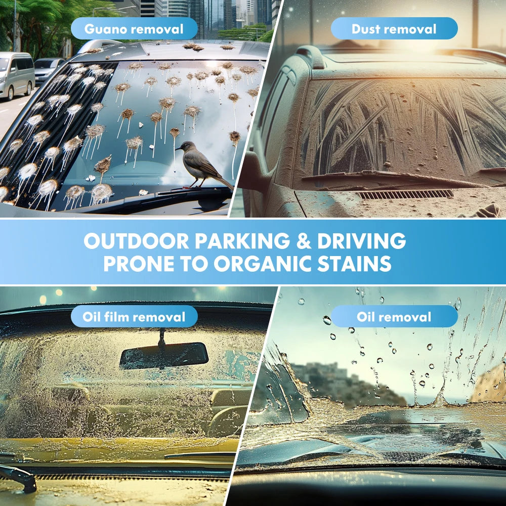 Carsun Highly Concentrated Car Glass Water 1:40 Times Dilution Formula, Strong Degreasing Film, Anti-Glare, Wiper, Traceless Cleaning, Universal Anti-Freeze Type for All Seasons