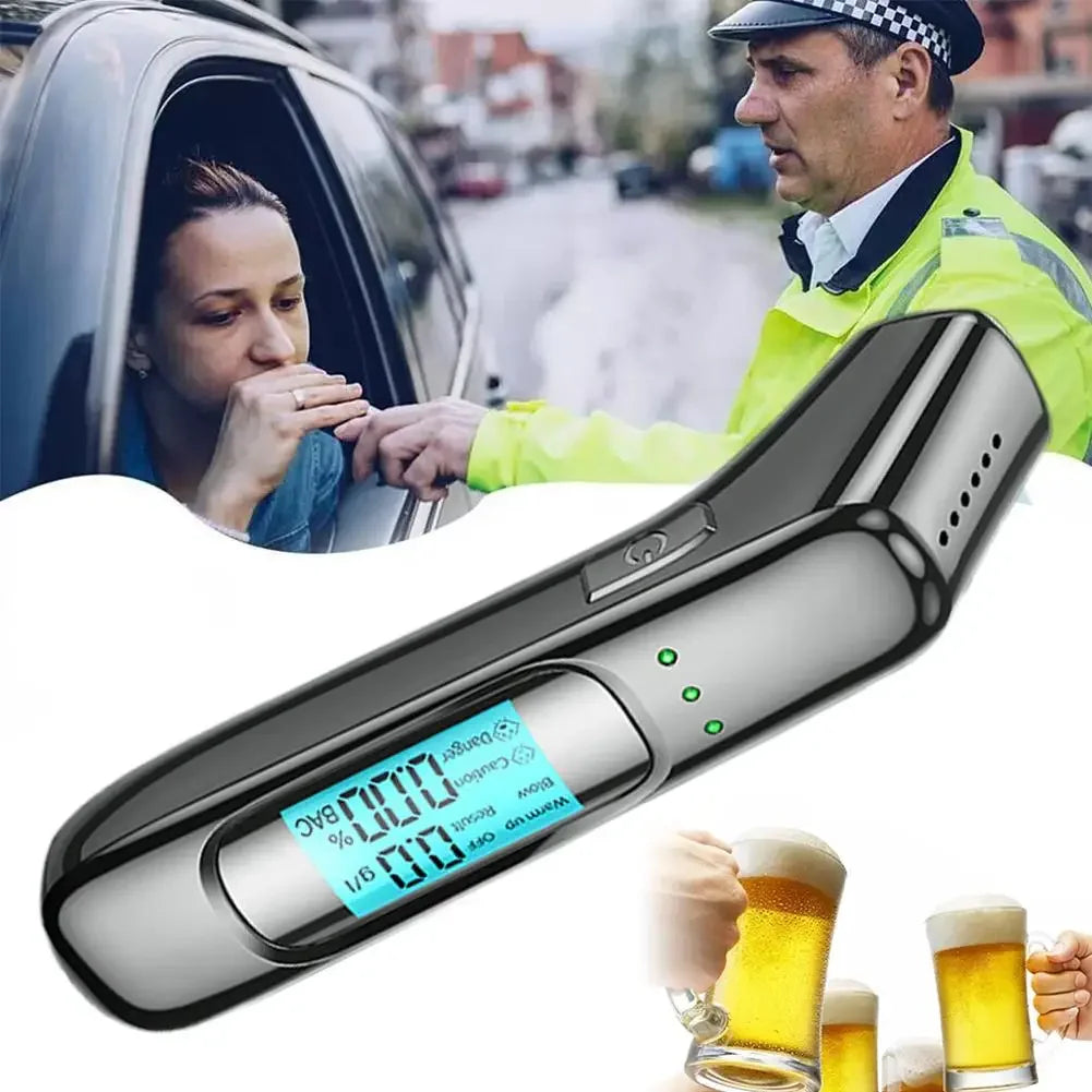 Portable Breathalyzer Professional Breath Alcohol Tester LCD Display Detector for Drunk Driving Car Electronics Alcohol Test