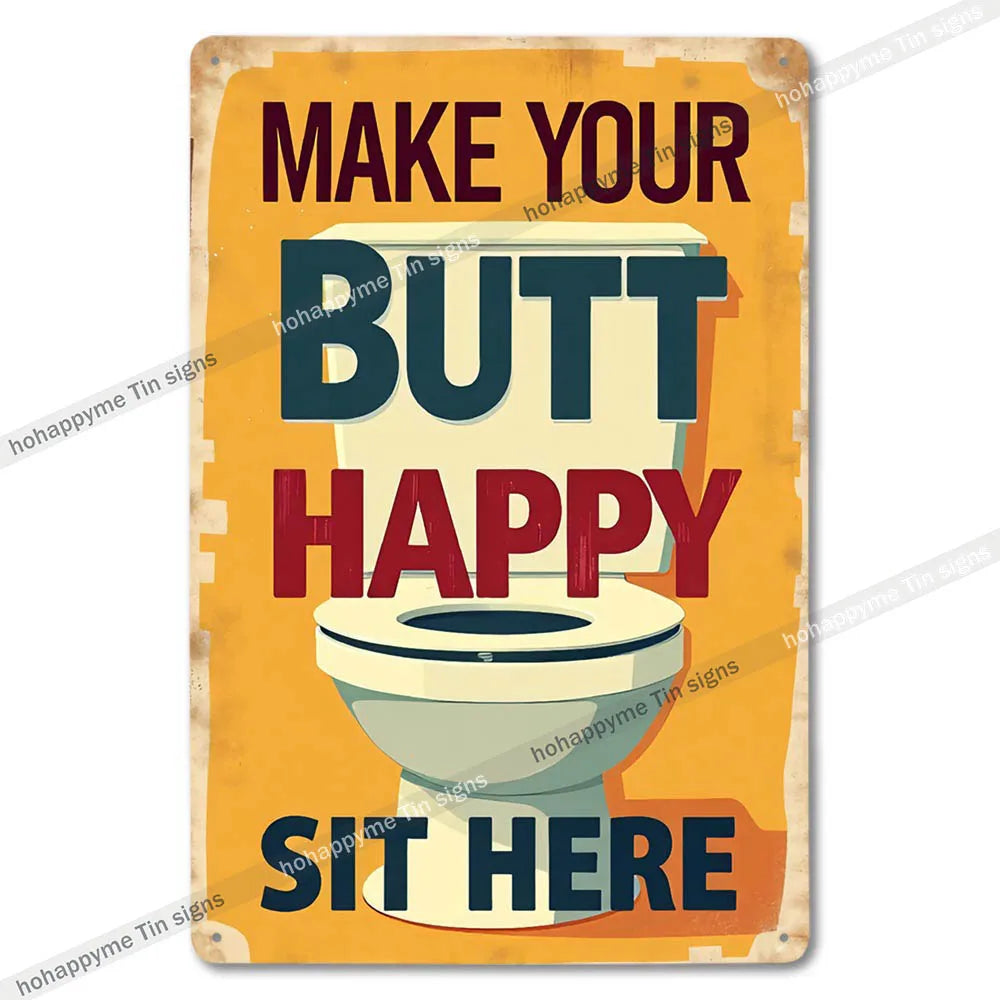 Retro Metal Tin Bathroom Signs Wall Decor for Home Restroom Vintage Toilet Humor Art Unique Gift Ideas