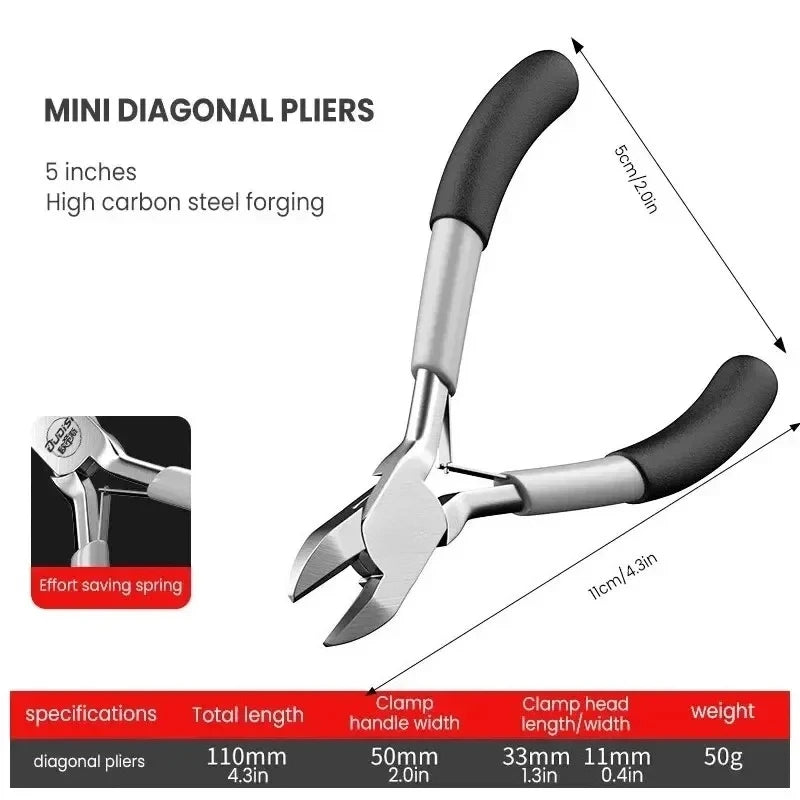 Mini Pointed Flat Mouth Extended Needle Nose Pliers Set with Oblique Tip for Wire Binding and Jewelry Making Tools