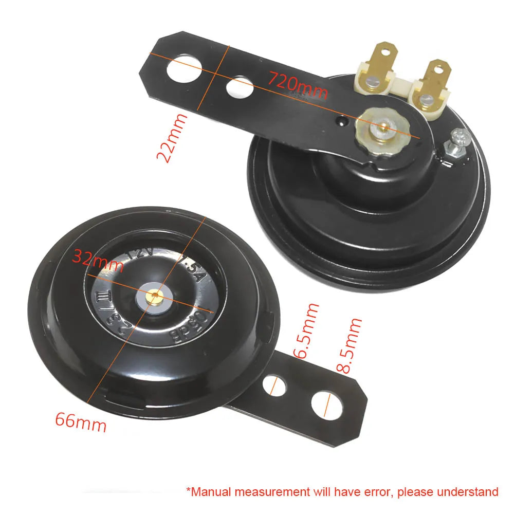 General Motorcycle Electric Horn Kit Waterproof Round Speaker Loud Electric Horn Suitable for Bicycle Scooter 12V 48V 60V 105dB