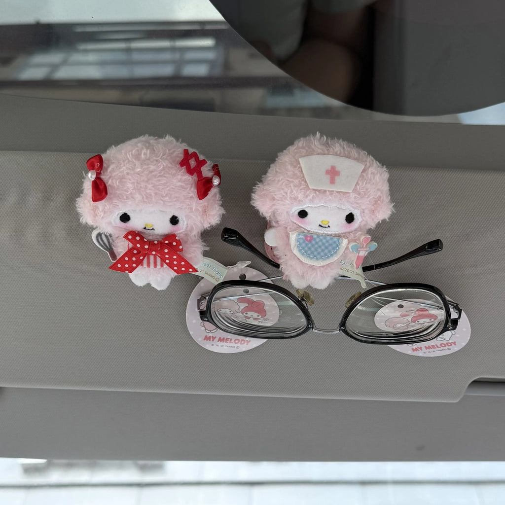 Sanrio Melody Car Auto Sun Visor Glasses Box Sunglasses Clip Card Ticket Holder Fastener Pen Case Eyeglasses Clips Accessories