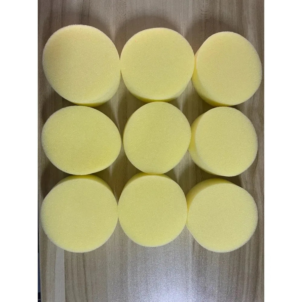 9Pcs 7cm Yellow Foam Sponge Set - Car Wax Applicator & Household Cleaning Pad for Detailing, Polishing & Cleaning
