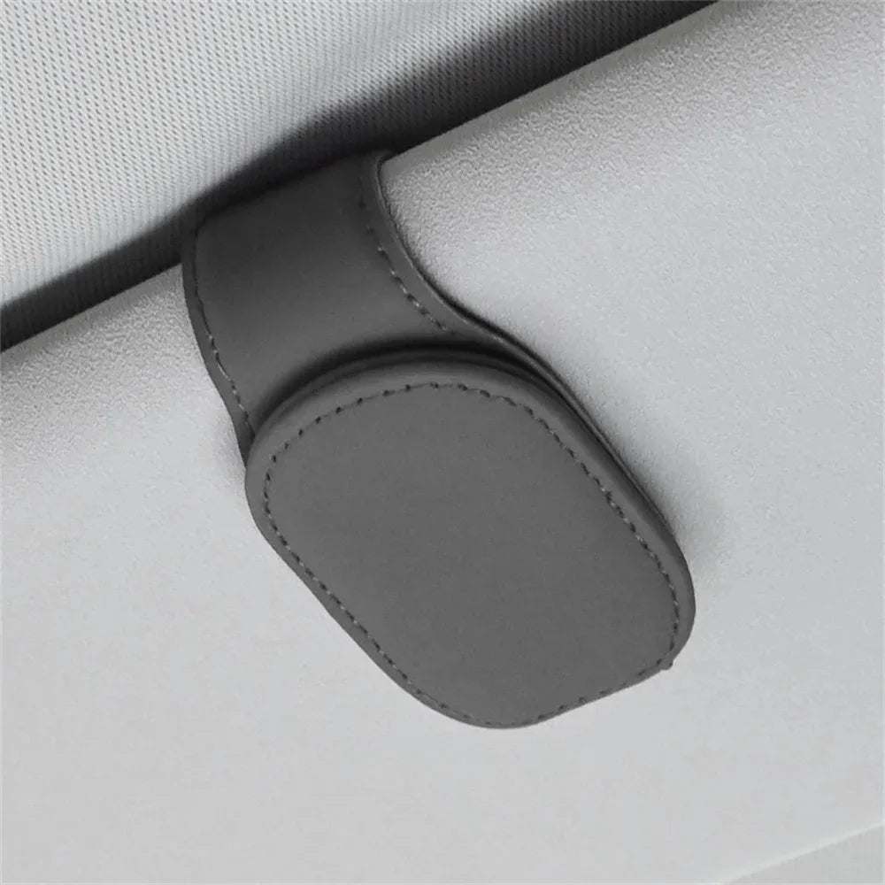 Magnetic Leather Eyeglass Clip Auto Sun Visor Glasses Storage Sunglasses Card Ticket Holder Stand Car Interior Accessories