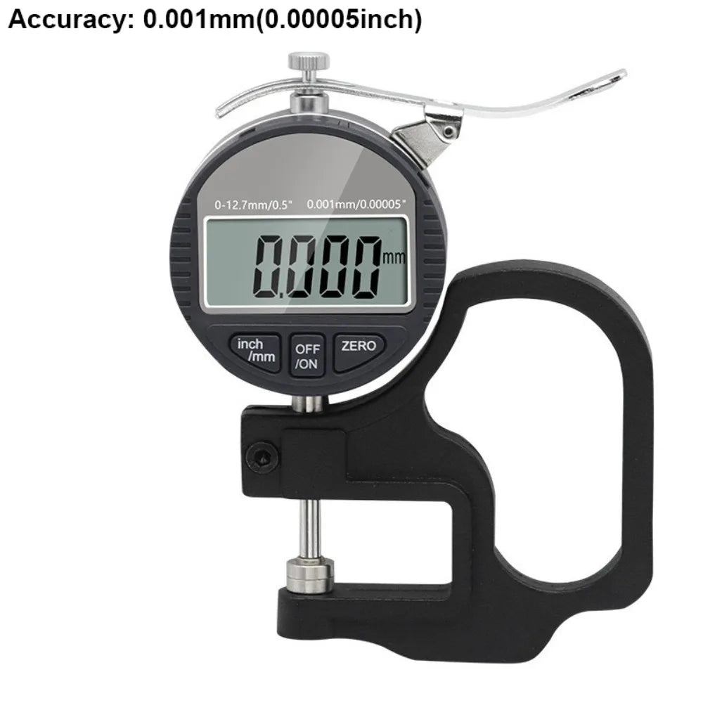 0.01/0.001mm Electronic Thickness Gauge Range 0-12.7mm LCD Screen Display Digital Thickness Tester High Precision Portable