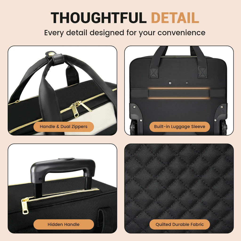 18 inch Travel Rolling Laptop Bag Wheeled Luggage Business Boarding Laptop Bag Rolling Briefcase for Men & Women Waterproof