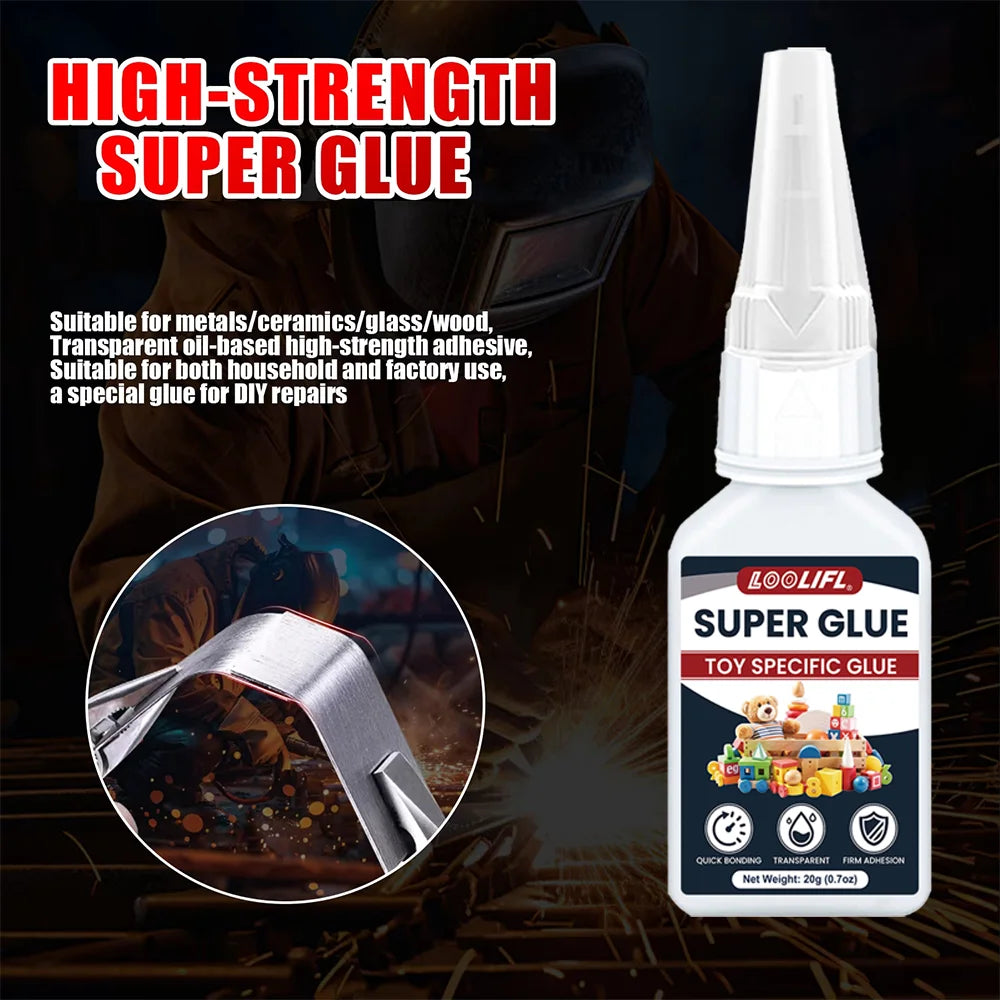 LOOLIFL Multi-Purpose Super Glue Cyanoacrylate Adhesive Instant Stronger All Bonding Glue for Resin Ceramic Metal Glass Plastic