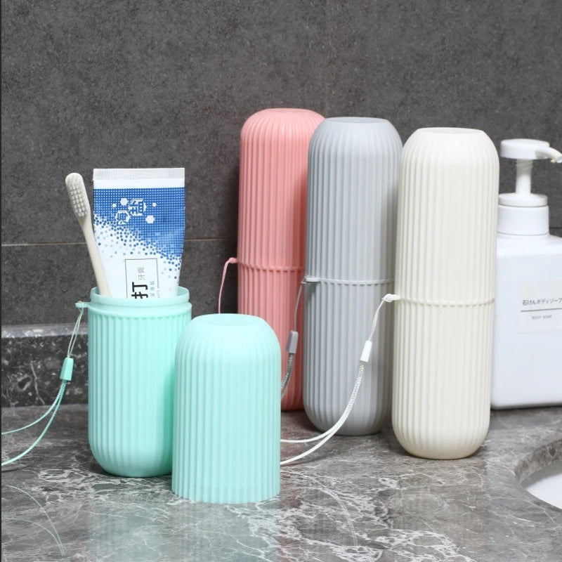 Striped Portable Travel Toothbrush Cup Set, Nordic Simple Mouthwash Cup Toothbrush Holder for Outdoor Washing Care