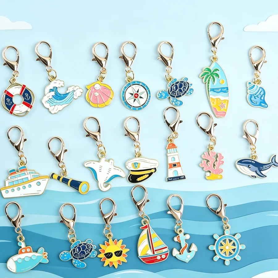 A set of 20 ocean travel keychain sets featuring fun ocean-themed keychains.