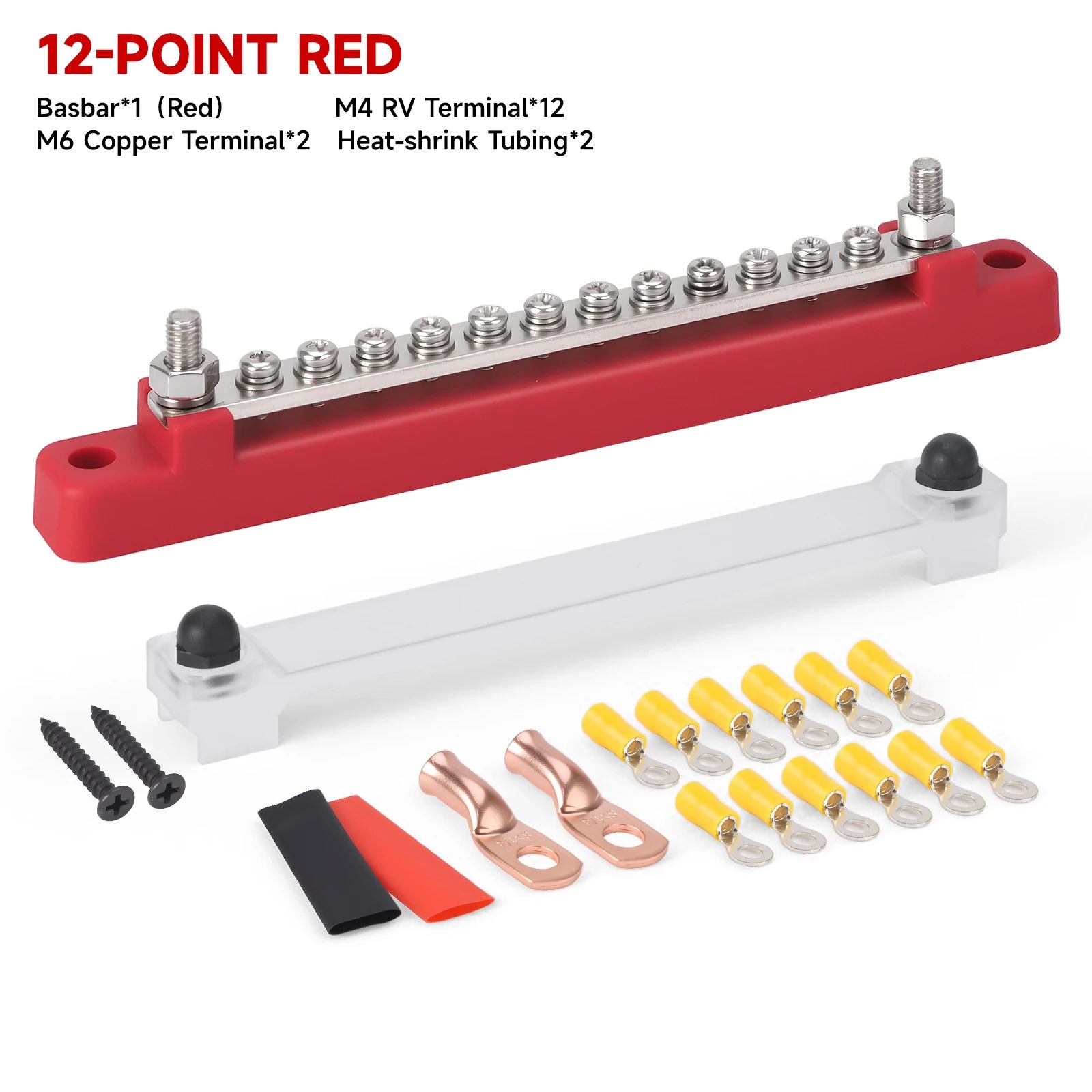 CNSPEED 12 Way Terminal M6 Stud Bus Bar Battery Power Distribution Block 12V Positive Negative BusBar For Truck Boat Car Camper