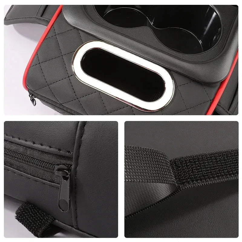 Car Armrest Storage Box, Car Center Console Organizer, Armrest Heightening Cushion with Cup Holder Armrest Storage Organizer Box